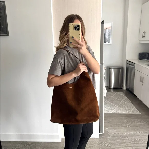 COACH Suede Brooklyn Shoulder Bag 39 in Warm Brown - Picture 3 of 13